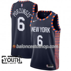 Camiseta Niños NBA New York Knicks Kristaps Porzingis 6 2018-19 Nike City Edition Navy Swingman